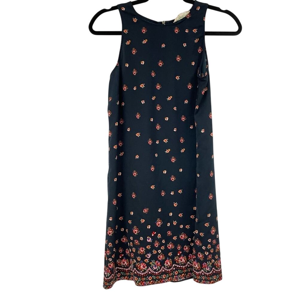 Anthropologie Staring At Stars Navy Blue Floral Shift Mini Dress Womens S Ditsy